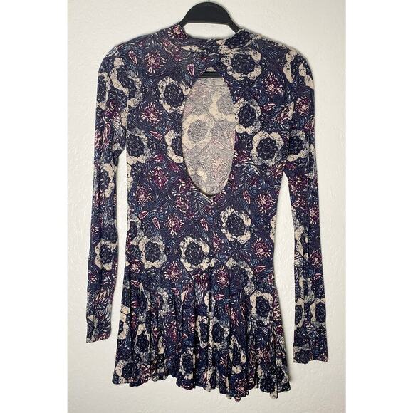 Free People Women’s Annabelle Mock Neck Long Sleeve Tunic Mini Dress Open Back - Picture 6 of 11